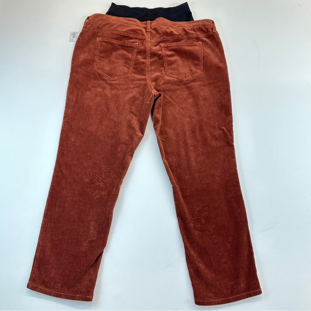 NWT Maternity Size 14 Brown Corduroy Ankle Pants with Belly Panel by Sonoma - Picture 4 of 11